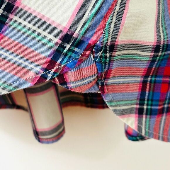 Talbots cotton plaid red, blue, green, white button up shirt XL - Picture 4 of 10